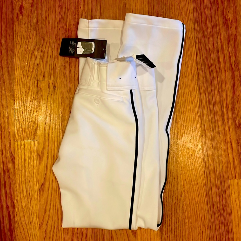 NWT MIZUNO Performance Padded Plus Baseball Pant YTH M Medium White w/ Navy